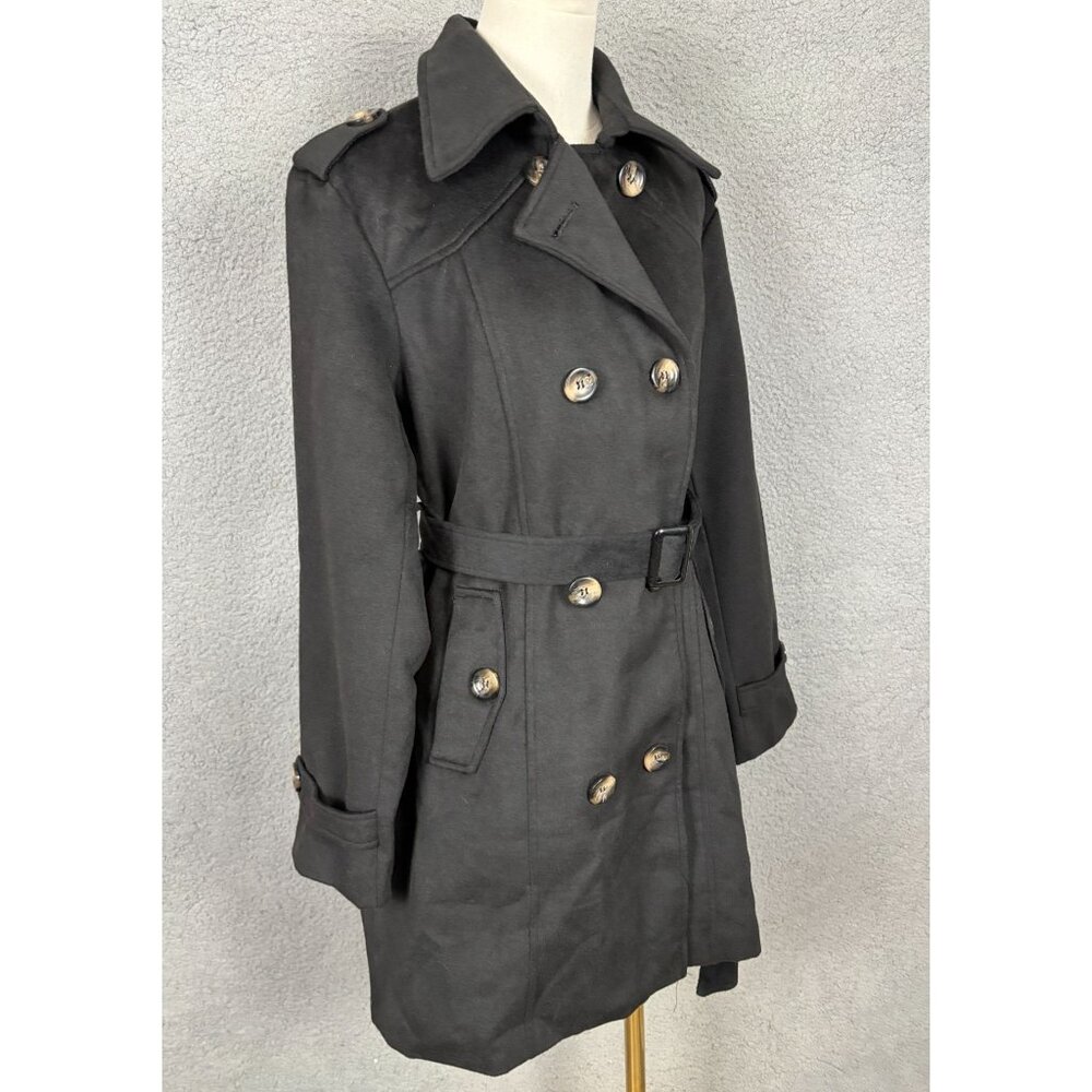 Wantdo Women's Double Breasted Belted Trench Coat Medium Black NWT's - Picture 3 of 8